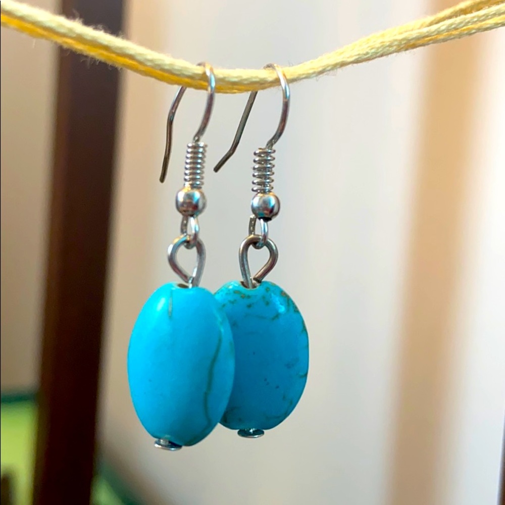 Teal drop earrings